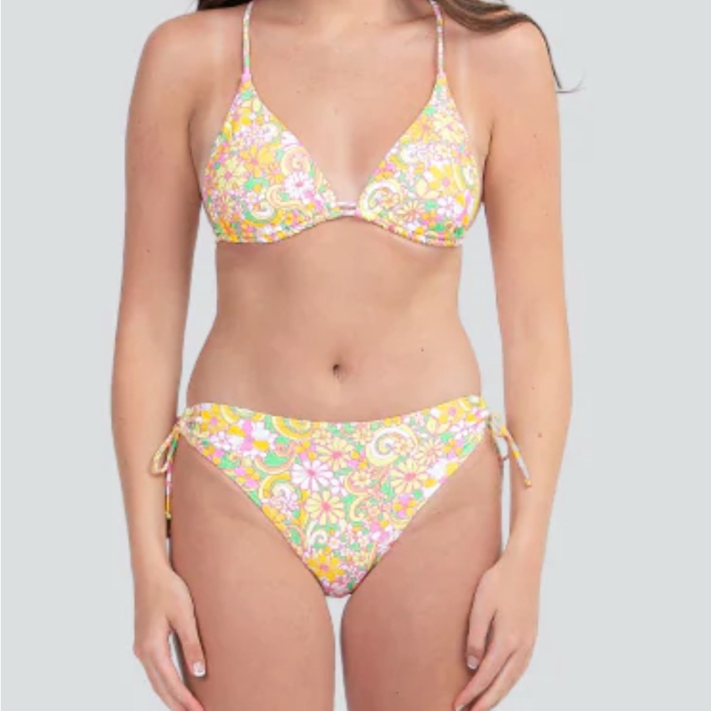 Surf Style Pink and Yellow Floral Bikini Set